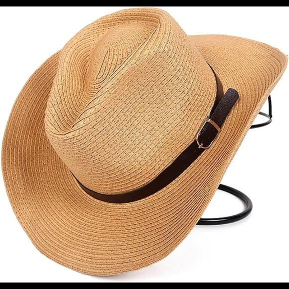 Womens Straw Cowboy Hat, Summer-Beach-Panama Shapeable Floppy Sun-Hat
